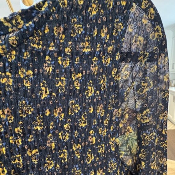 Free People Sheer Long Dress Long Sleeves Runched Top Size L - Picture 11 of 11